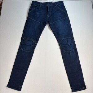 G-Star Raw 5620 3D Zip Knee Skinny Jeans 32 (fits 34x35) Blue Stretch Distressed